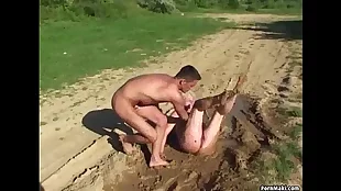 Big tit grandmother gets fucked in the mud