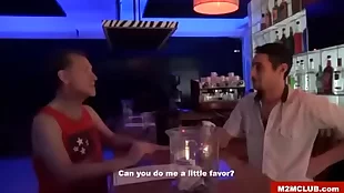 Bartender gets pounded by gay jock in public